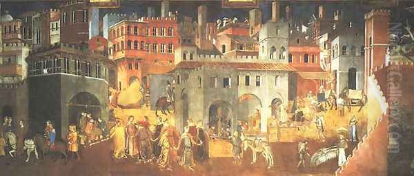 Effects of Good Government Oil Painting by Ambrogio Lorenzetti