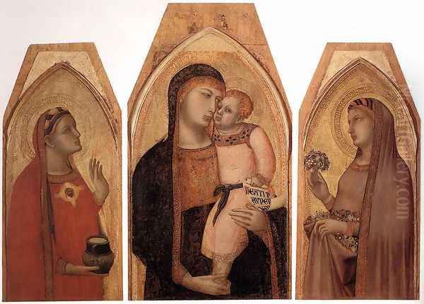 Madonna and Child with Mary Magdalene and St Dorothea Oil Painting by Ambrogio Lorenzetti