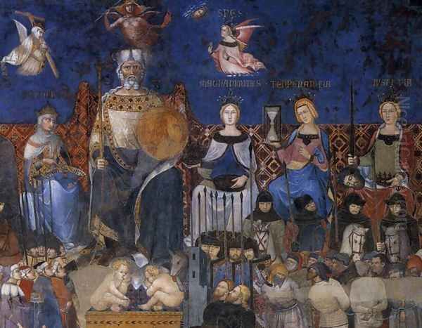 Allegory of the Good Government (detail-2) 1338-40 Oil Painting by Ambrogio Lorenzetti