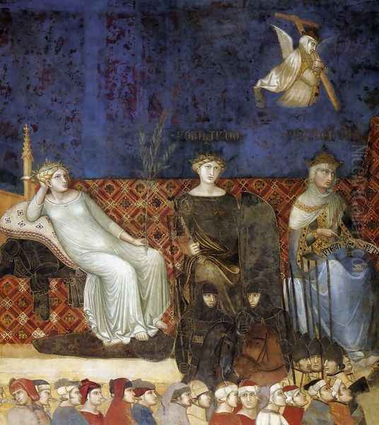 Allegory of the Good Government (detail-1) 1338-40 Oil Painting by Ambrogio Lorenzetti