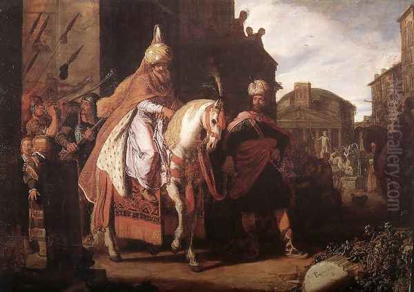 The Triumph of Mordecai 1624 Oil Painting by Pieter Pietersz. Lastman