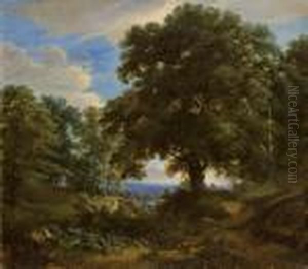 Paysan Priant Au Pied D'un Grand Arbre Oil Painting by Jaques D'Arthois