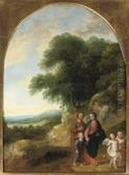 The Flight Into Egypt Oil Painting by Jaques D'Arthois