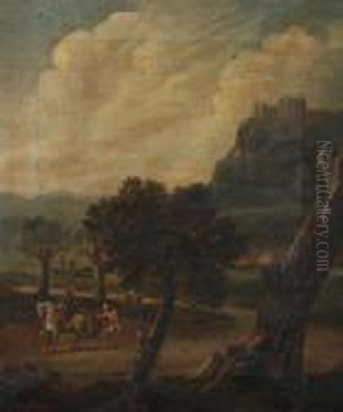 Landscape With St. Martin And The Beggar In The Distance Oil Painting by Jaques D'Arthois