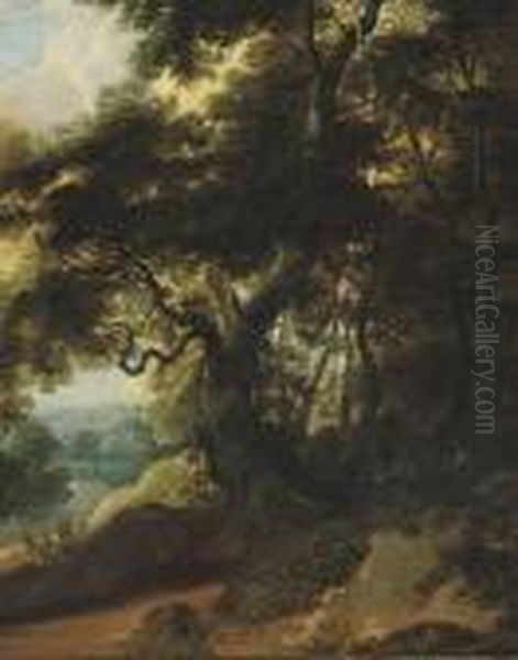 A River Landscape With An Entrance To A Wood Oil Painting by Jaques D'Arthois