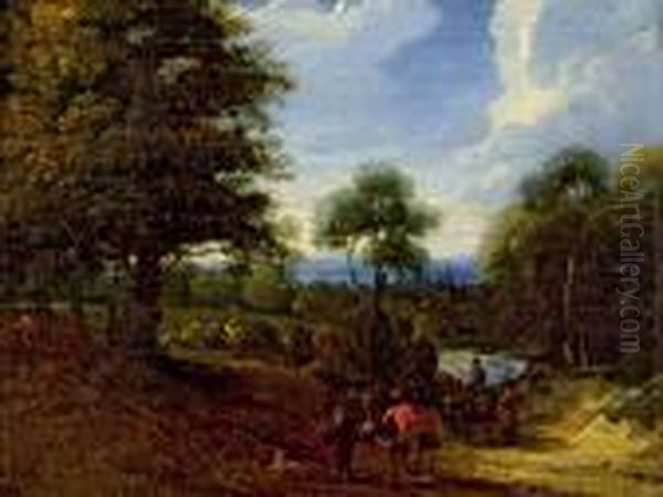 Bewaldete Landschaft Mit Figuren Oil Painting by Jaques D'Arthois