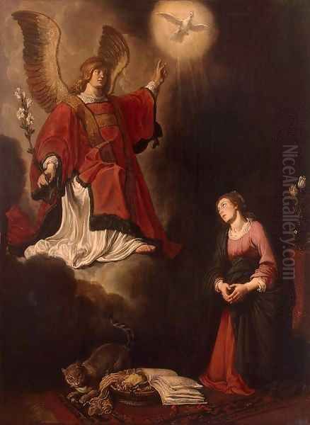 Annunciation Oil Painting by Pieter Pietersz. Lastman