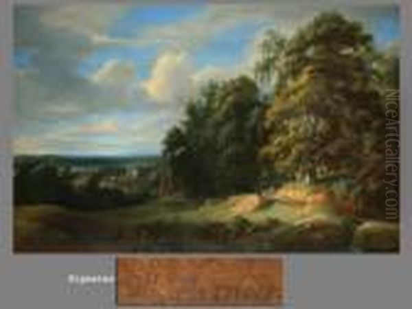 Laubwald Mit Ausblick Auf Eine Oil Painting by Jaques D'Arthois