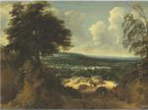 Landscape In Flanders Oil Painting by Jaques D'Arthois