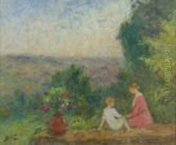 Mere Et Enfant Dans Un Paysage Oil Painting by Georges dEspagnat