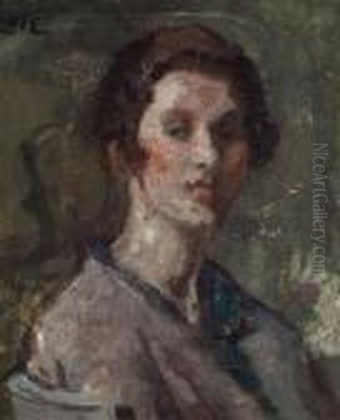 Portrait De Femme Oil Painting by Georges dEspagnat