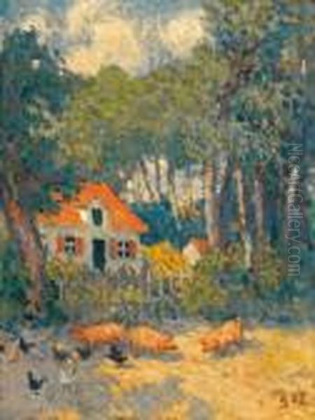 Cour De Ferme Oil Painting by Georges dEspagnat