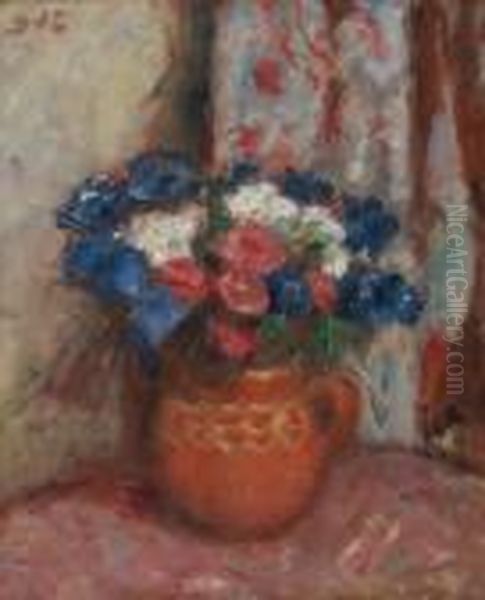 Bouquet Dans Un Pot Rouge Oil Painting by Georges dEspagnat