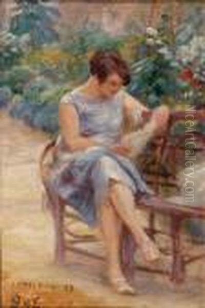 Femme Lisant Oil Painting by Georges dEspagnat