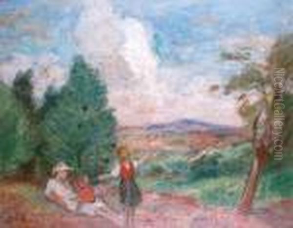 Mere Et Enfants Dans Un Paysage Oil Painting by Georges dEspagnat