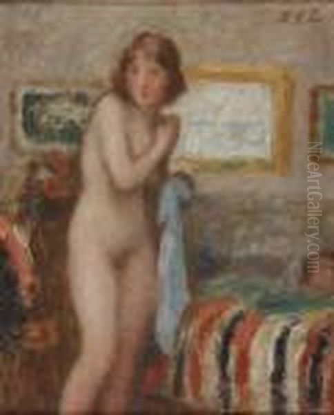 Nu A La Chemise Bleue Oil Painting by Georges dEspagnat