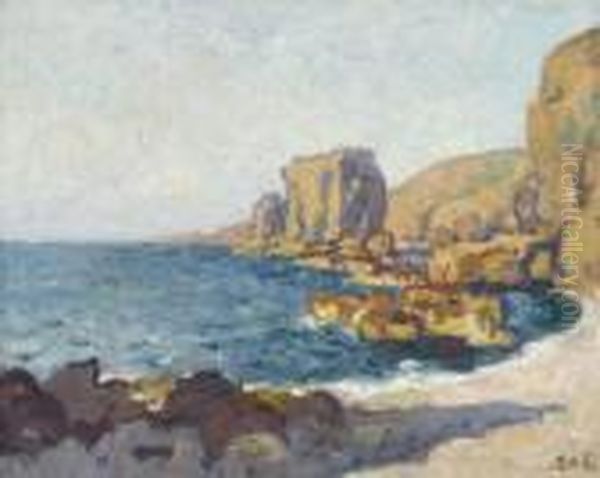 Felsige Uferpartie Am Meer. Oil Painting by Georges dEspagnat