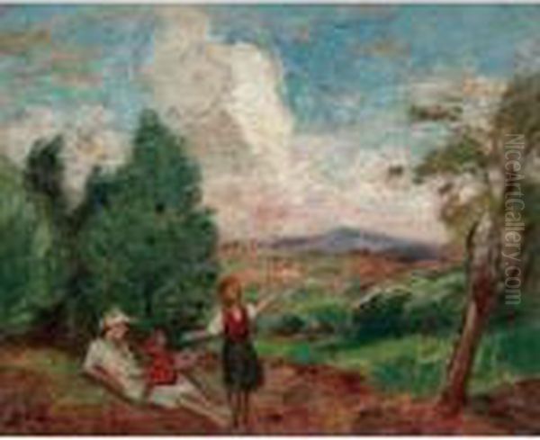 Mere Et Enfants Dans Un Paysage Oil Painting by Georges dEspagnat