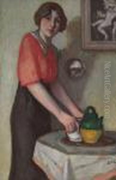 Jeune Femme A La Cruche Oil Painting by Georges dEspagnat