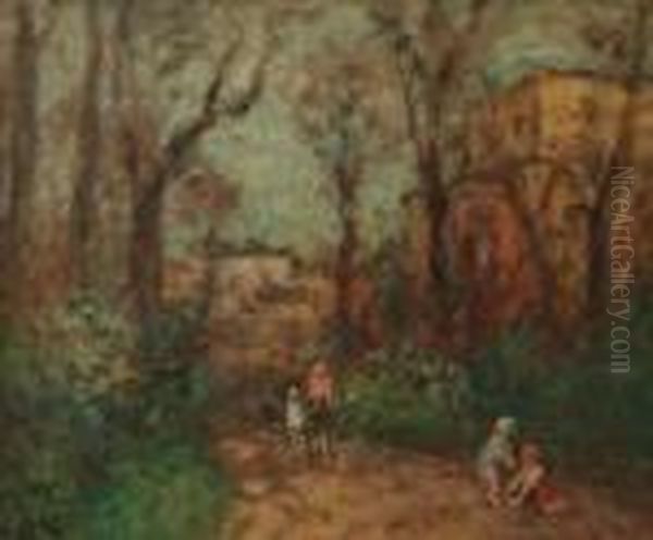 Enfants Dans Le Parc Oil Painting by Georges dEspagnat