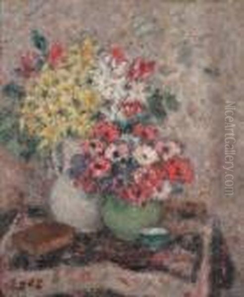 Bouquet D'anemones Oil Painting by Georges dEspagnat