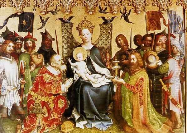 Adoration Of The Magi (central panel of the altarpiece of the Patron Saints of Cologne) Oil Painting by Stefan Lochner