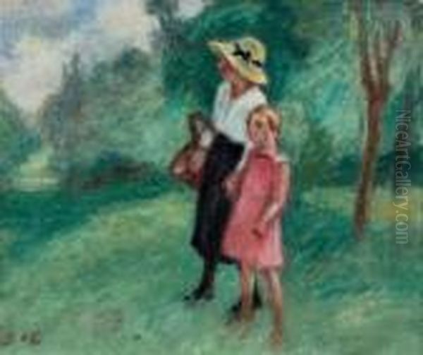 Mere Et Enfant Dans Un Verger Oil Painting by Georges dEspagnat