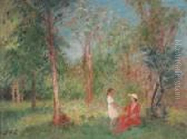 Conversation Dans Le Jardin Oil Painting by Georges dEspagnat