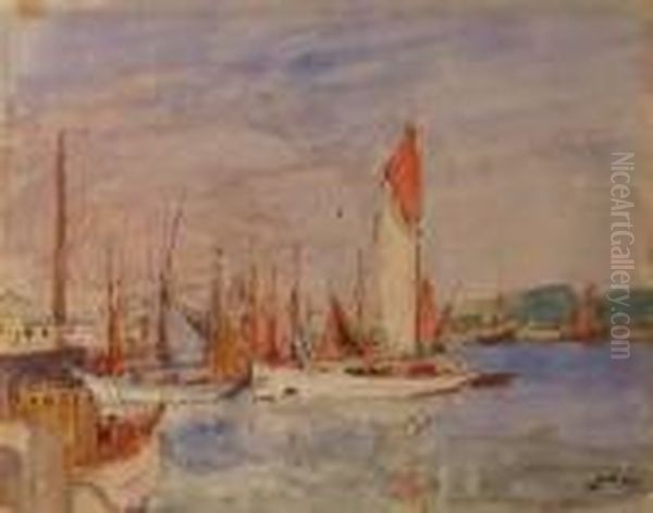 Harbor View Oil Painting by Georges dEspagnat