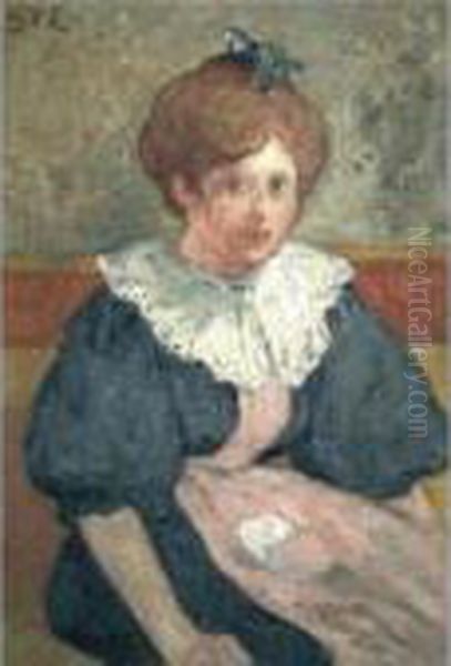 Jeune Fille Au Ruban Bleu Oil Painting by Georges dEspagnat