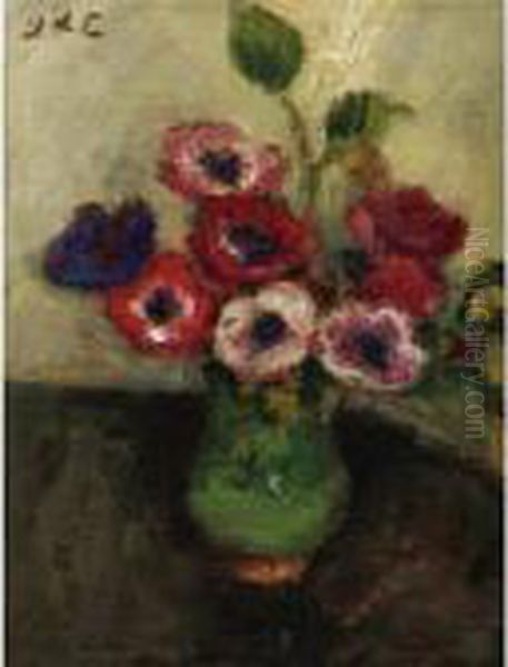 Vase D'anemones Oil Painting by Georges dEspagnat