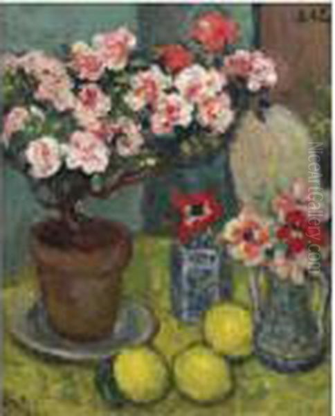 Nature Morte Aux Trois Citrons Oil Painting by Georges dEspagnat