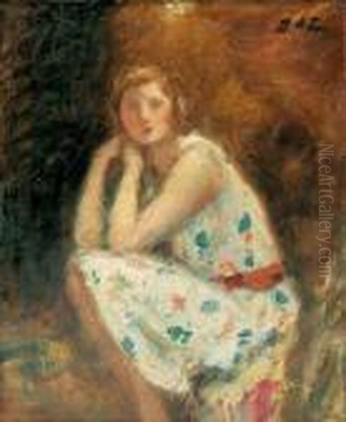 La Robe A Pois Oil Painting by Georges dEspagnat