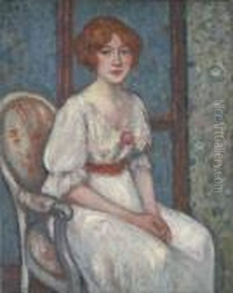 Portrait D'andree Oil Painting by Georges dEspagnat