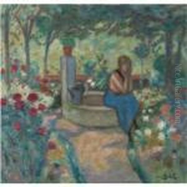 Jeune Fille Au Puit Oil Painting by Georges dEspagnat