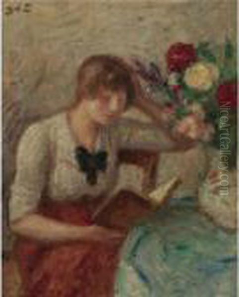 Jeune Femme Lisant Oil Painting by Georges dEspagnat