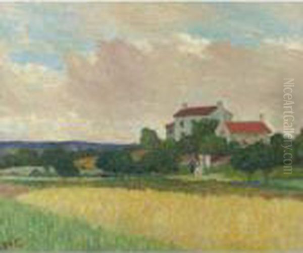 Maisons A Vernouillet Oil Painting by Georges dEspagnat