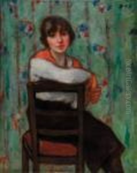  Jeune Femme A La Chaise  Oil Painting by Georges dEspagnat