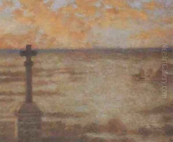 Dusk In Brittany Oil Painting by Lucien Levy-Dhurmer