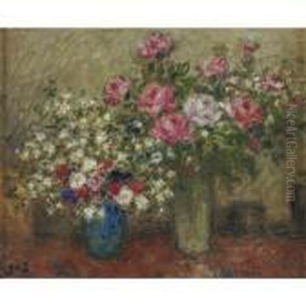 Two Bouquets Of Flowers by Georges dEspagnat