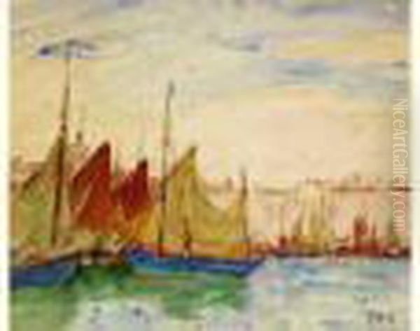 Port Oil Painting by Georges dEspagnat