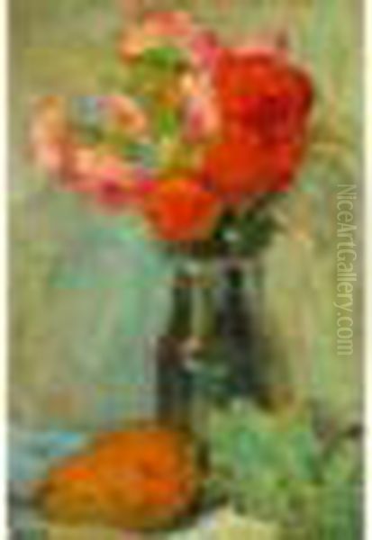 Bouquet De Fleurs Et Fruits Oil Painting by Georges dEspagnat