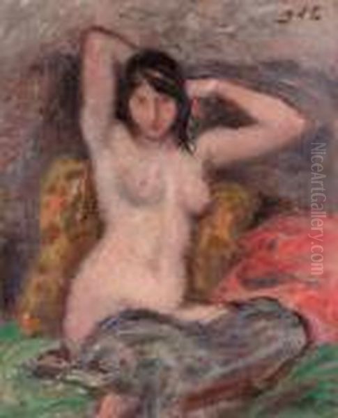 Nu Assis Oil Painting by Georges dEspagnat