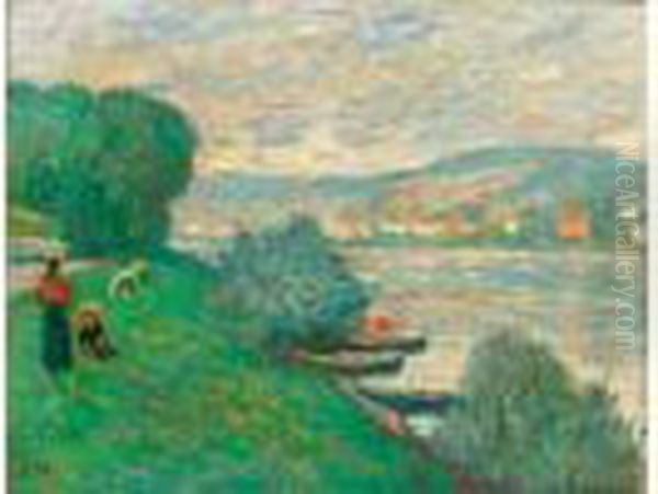 Bord De La Seine A Meulan Oil Painting by Georges dEspagnat