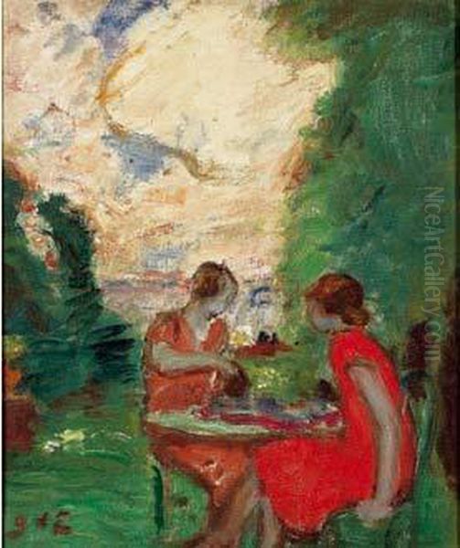 Au Jardin Oil Painting by Georges dEspagnat