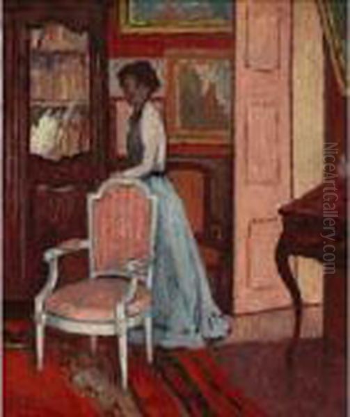 Interieur Oil Painting by Georges dEspagnat