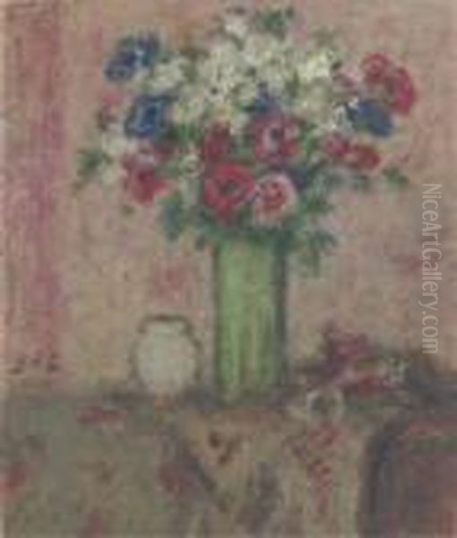 Vase De Anemones Oil Painting by Georges dEspagnat