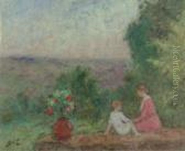 Mere Et Enfant Dans Un Paysage Oil Painting by Georges dEspagnat