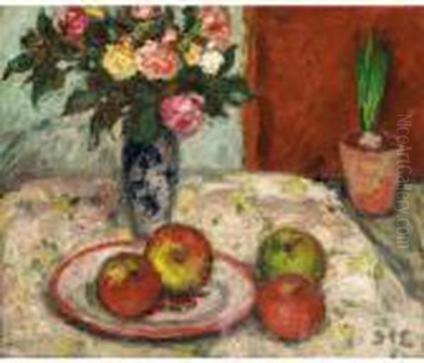 Fleurs Et Fruits Oil Painting by Georges dEspagnat