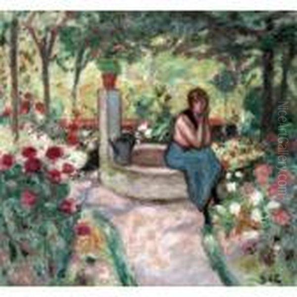 Jeune Fille Au Puits Oil Painting by Georges dEspagnat